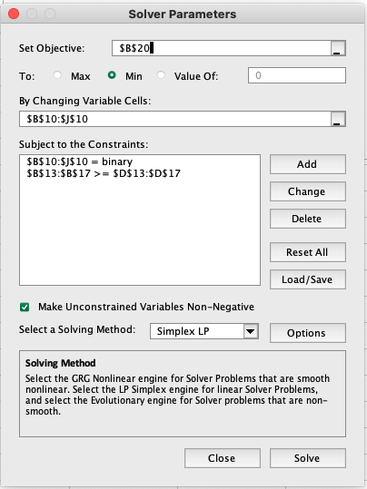 TruckCo solver setup